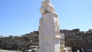 The decorated column that bears symbolic designs related to Dionysus (erected ca 300 BC)