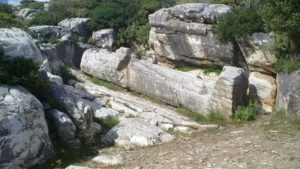 The statue of Kouros known as the Colossus of Dionysus, is a 10-metre-tall unfinished statue