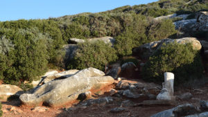 Kouros of Melanes. The second of the two acient marble statues preserved in place